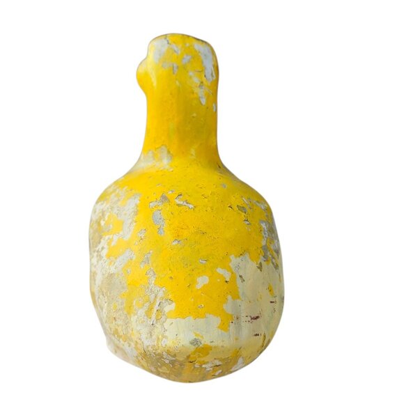 Vintage Yellow Duck Figurine Rustic Patina Paint Chipping Farmhouse Decor - Picture 4 of 16